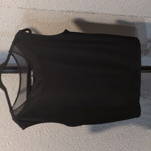 Sleeveless top with mesh collar detail